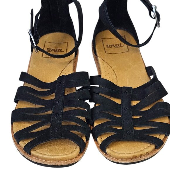 Teva Womens Encanta Sandals Black Leather Size 6 Ankle Strap Outdoor Summer - Picture 4 of 11
